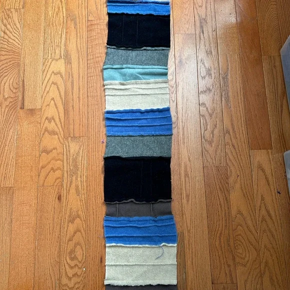Mary Jaeger Patchwork Scarf Women’s Size 53”L 9”W Blue/Gray Wool Alpaca mohair